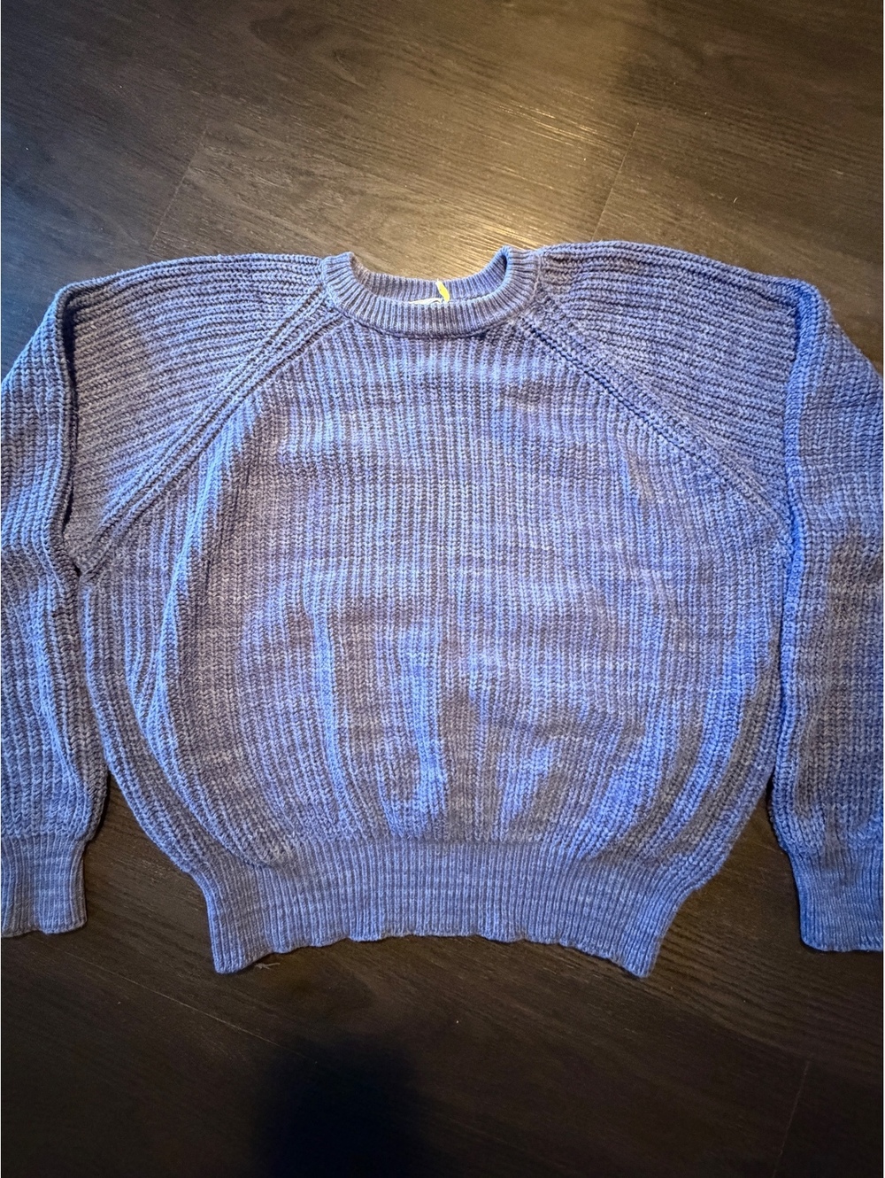 Vtg 80s L.L. Bean 100% Cotton Shaker Knit Sweater Blue L USA